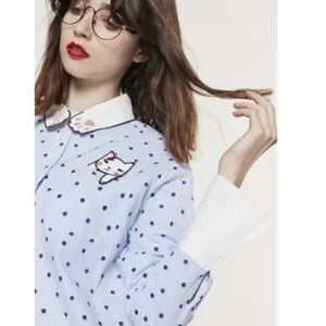 Miss Patina Bowie Cat Pocket Tee Shirt Dress Size S/M